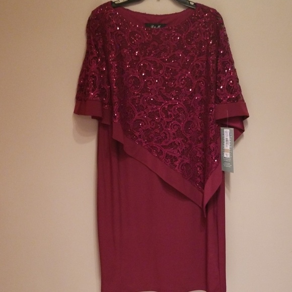 Wine red capped dress - Picture 3 of 7